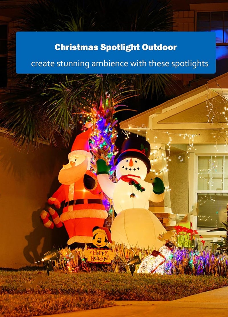 BeeLinks Halloween Christmas Spotlight Outdoor: 12W RGBW LED Spot Lights Outdoor with 16 Color Changing for Yard Garden Decor | 4 Pack of IP65 Waterproof 120V Plug in Landscape Lighting with Remote - Image 2